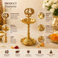 Pure Source India Brass Peacock Diya Stand, 1 Tier | 7L x 7W x 15H cm | Traditional Deepam Lamp for Pooja Room, Temple, Home Mandir, Festivals, Spiritual Decor & Religious Ceremonies