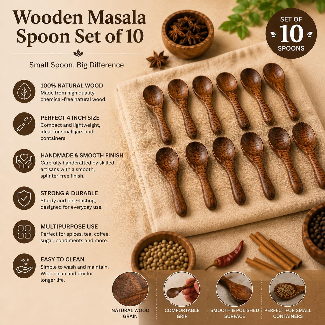 Pure Source India Wooden Spoon 4 Inch