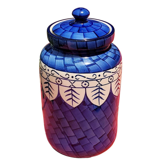Pure Source India Ceramic Pickle Jar with Lid - 10 Ltr, 1 Piece, Multicolor