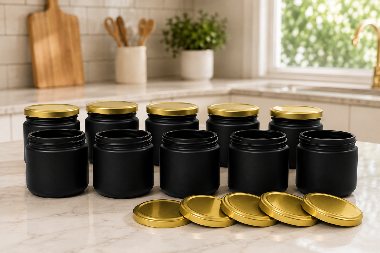 Black Colored Frosted Glass Jar Container with Airtight and Rust Resistance Metal Lid, 150 Gm