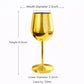 Pure Source India Stainless Steel Gold Plated Wine Glass Set of 2 | 350ML Premium Metal Wine Goblets | 8.5 Inch Elegant Stemware for Home, Party, Dining, Wedding & Gifting