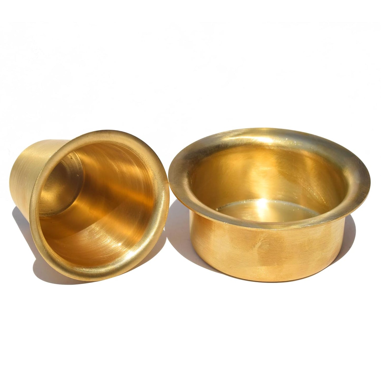 Pure Source India Pure Brass Tea & Coffee Cup Set of 2, Dabara Davara Tumbler Set | Traditional Brass Cups for South Indian Filter Coffee, Tea, Home, Kitchen, Dining & Gifting