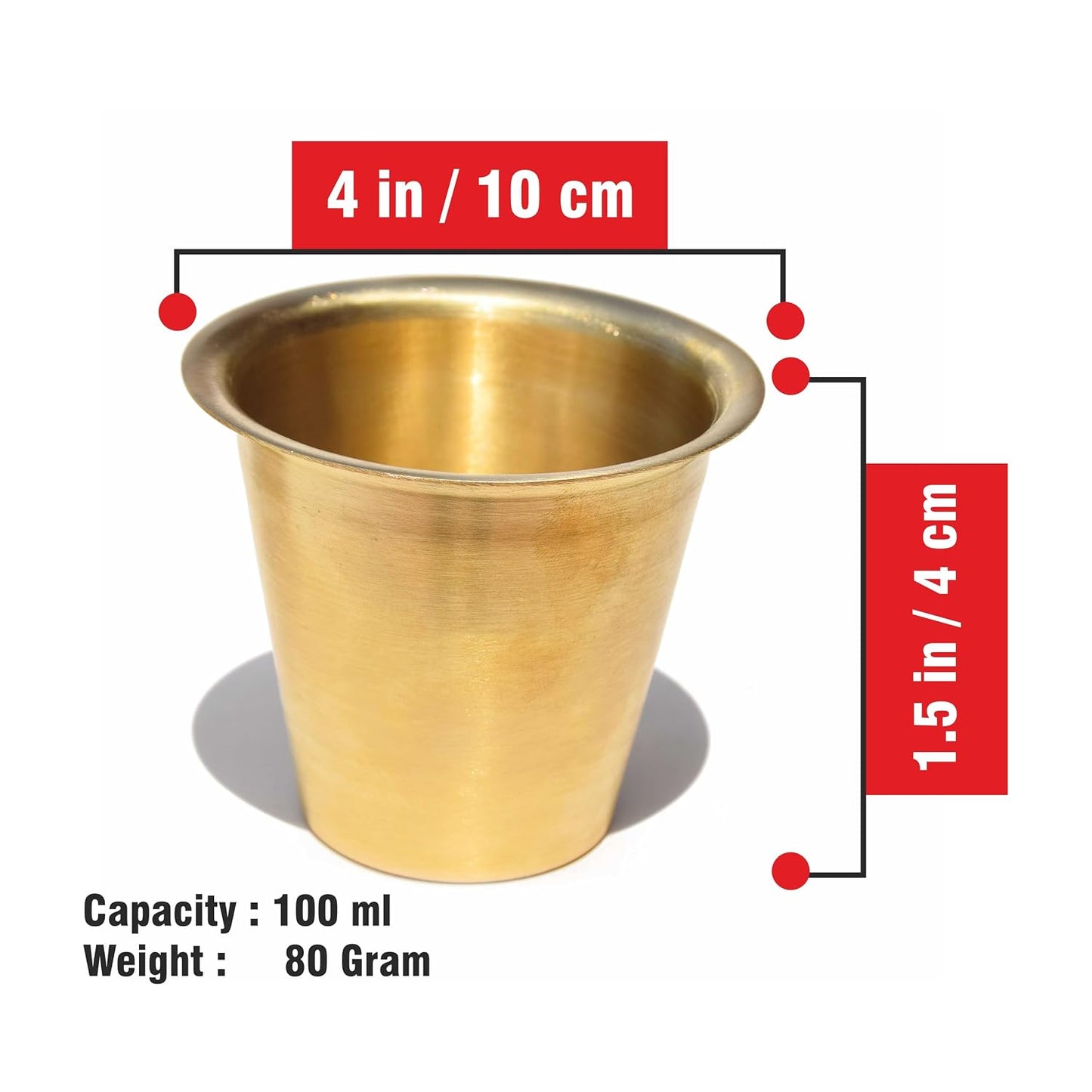 Pure Source India Pure Brass Tea & Coffee Cup Set of 2, Dabara Davara Tumbler Set | Traditional Brass Cups for South Indian Filter Coffee, Tea, Home, Kitchen, Dining & Gifting