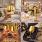 Pure Source India Stainless Steel Gold Plated Wine Glass Set of 2 | 350ML Premium Metal Wine Goblets | 8.5 Inch Elegant Stemware for Home, Party, Dining, Wedding & Gifting