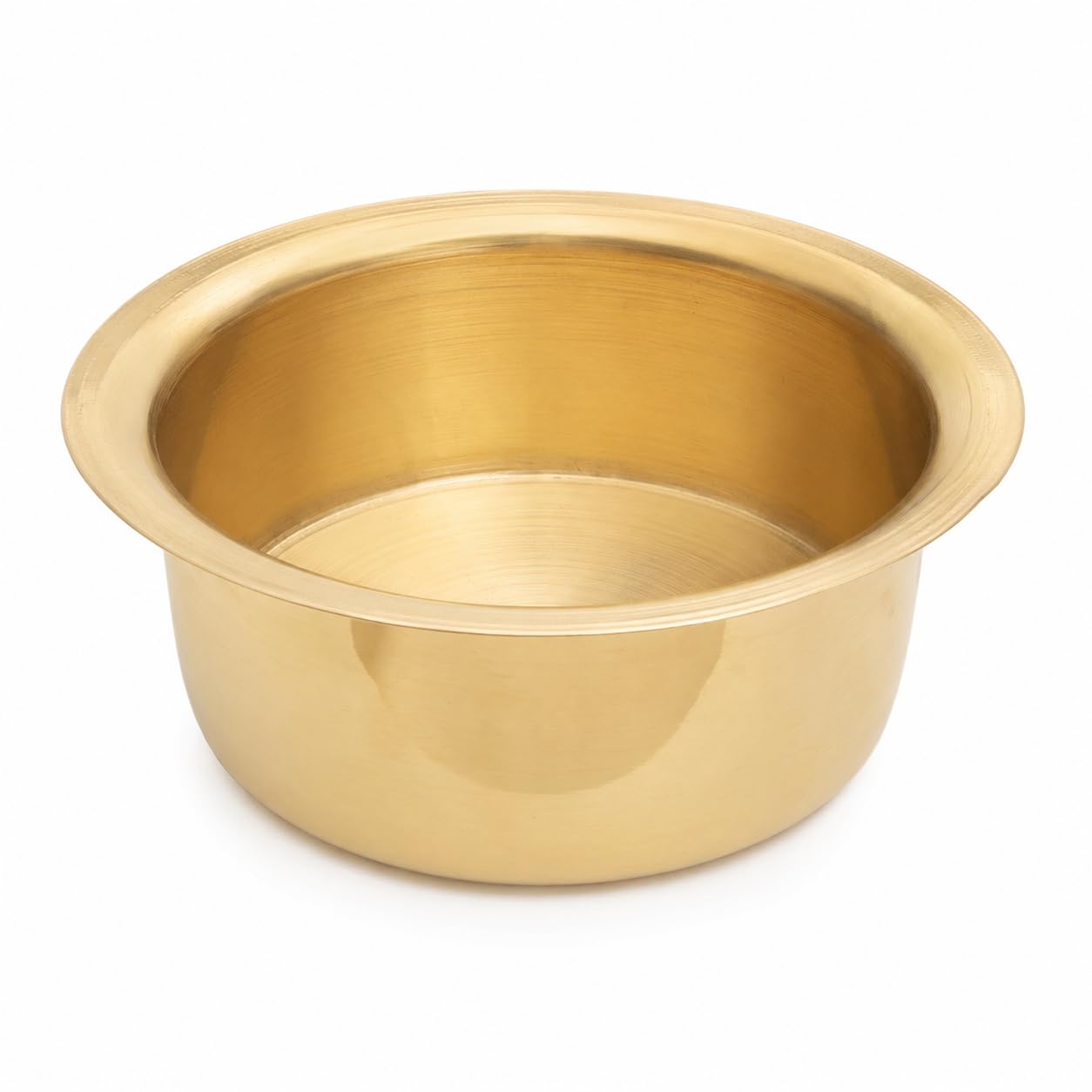 Pure Source India Pure Brass Round Patila Tope Bhagona, Traditional Brass Cooking Pot | Indian Brass Cookware for Home Kitchen, Restaurant, Hotel, Serving, Cooking & Gifting