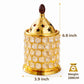 Pure Source India Luxury Golden Brass & Crystal Akhand Diya Burner with Star Cut Lid, 6.8 Inch | Decorative Oil Lamp & Incense Burner for Pooja, Home, Office, Festivals & Gifting