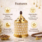 Pure Source India Luxury Golden Brass & Crystal Akhand Diya Burner with Star Cut Lid, 6.8 Inch | Decorative Oil Lamp & Incense Burner for Pooja, Home, Office, Festivals & Gifting