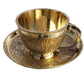 Pure Source India Premium Solid Brass Tea Cup & Saucer Set of 2, 130 ML Golden Brass Chai Coffee Cups | Traditional Indian Tea Cups for Home, Kitchen, Dining & Gifting