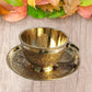 Pure Source India Brass Tea Cup & Saucer Set, 130 ML Golden Brass Tea Cup with Saucer | Traditional Indian Chai Coffee Cup for Home, Kitchen, Dining, Pooja & Gifting