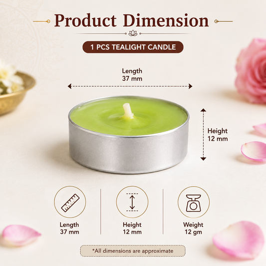 Pure Source India Scented Lemongrass Tea Light Candles Pack of 25 | Fragrance Tealights for Home Decor, Meditation, Pooja, Diwali, Parties & Aromatherapy | Long-Lasting Decorative Candles