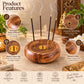 Pure Source India Wooden Incense Stick & Dhoop Cone Holder with 4 Holes |for Pooja Room Decor