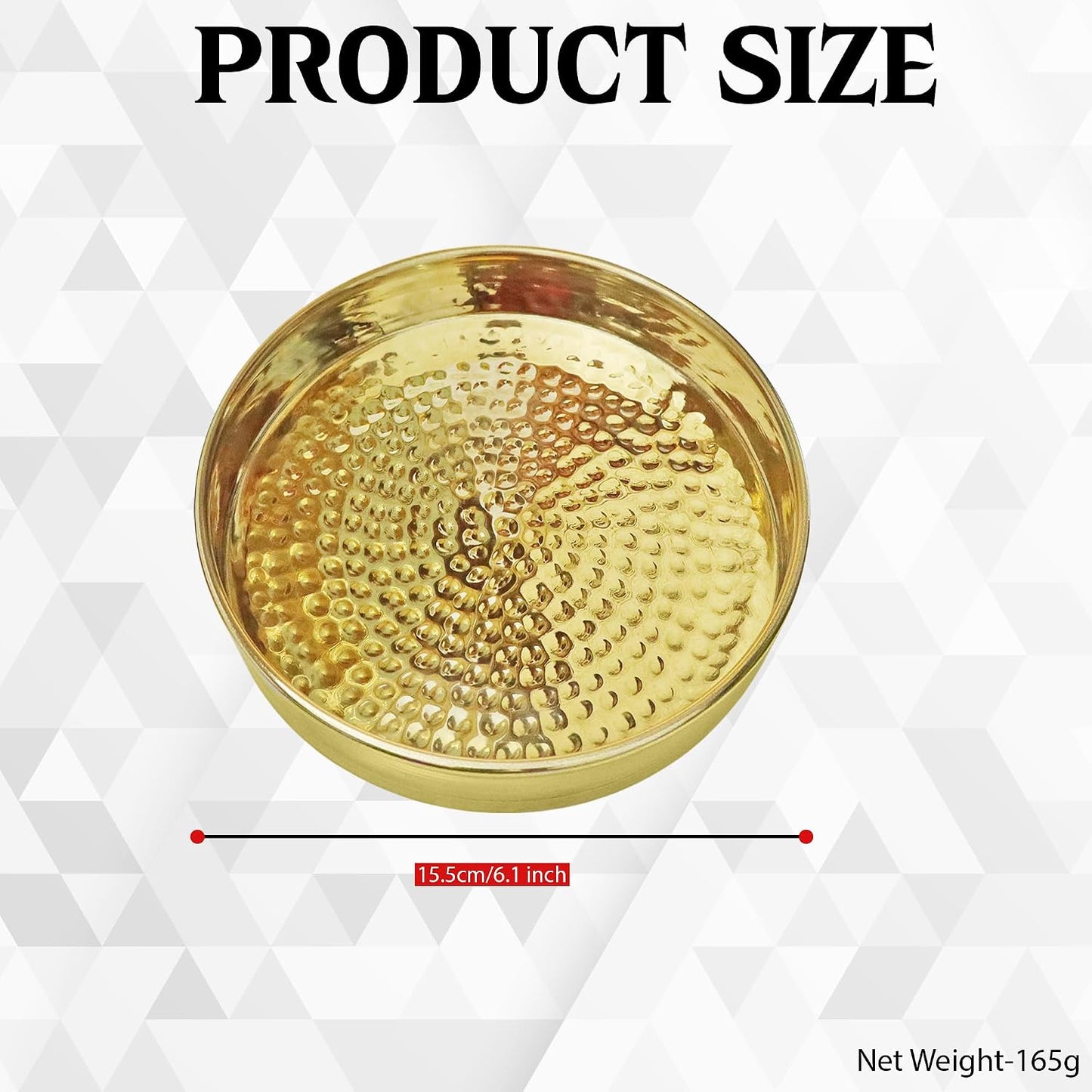 Pure Source India Pure Brass Hammered Thali Set of 3, 6, 7 & 8 Inch Traditional Indian Brass Serving Plates | Pooja Thali, Dining Plates, Prasad, Festive Serving & Gifting