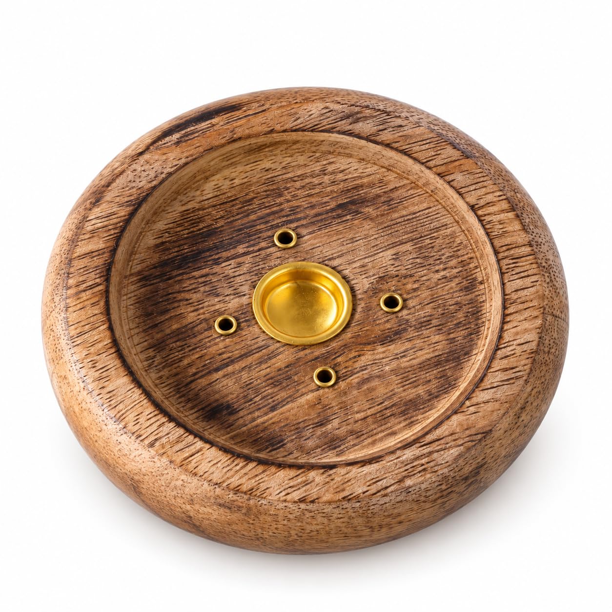 Pure Source India Wooden Incense Stick & Dhoop Cone Holder with 4 Holes |for Pooja Room Decor