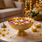 Pure Source India Metal Lotus Urli Bowl with Pedestal Stand, Gold Finish, 8.5 Inch | Decorative Center Table & Pooja Décor for Floating Flowers, Diyas, Rangoli & Festive Styling