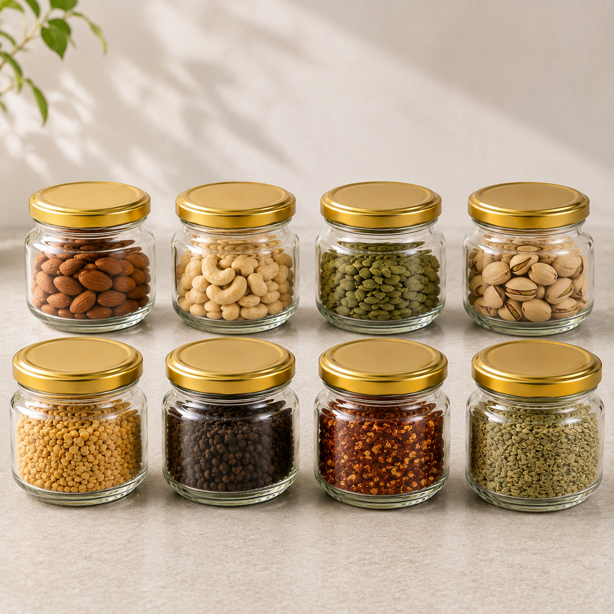 Pure Source India 150Gm Round Glass Container with Airtight and Rust-free Metal Lid - Led Free and Food Safe Jar
