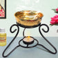 Pure Source India Metal Oil Burner with Brass Bowl, Handcrafted Brass Bowl with Sturdy Iron Stand | Aroma Oil Diffuser for Home, Spa, Office, Outdoor Decor, Meditation & Relaxation