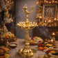 Pure Source India Panchmukhi Brass Oil Lamp, Traditional Peacock Diya | 10.5 Inch Tall Deepam for Pooja, Aarti, Diwali, Home Temple, Mandir & Religious Ceremonies