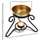 Pure Source India Metal Oil Burner with Brass Bowl, Handcrafted Brass Bowl with Sturdy Iron Stand | Aroma Oil Diffuser for Home, Spa, Office, Outdoor Decor, Meditation & Relaxation