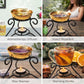 Pure Source India Metal Oil Burner with Brass Bowl, Handcrafted Brass Bowl with Sturdy Iron Stand | Aroma Oil Diffuser for Home, Spa, Office, Outdoor Decor, Meditation & Relaxation