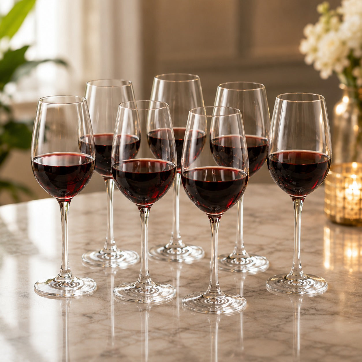 Pure Source India Elegant 400 ML Wine Glass Set of 6, Crystal Clear Stemmed Glasses for Red & White Wine, Cocktails, Home Bar, Parties & Special Occasions