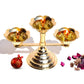 Pure Source India Pure Brass 3 Mukhi Flower Design Diya, 8 x 4.75 Inch | Traditional Brass Oil Lamp for Mandir, Pooja Room, Home Temple, Aarti, Diwali & Festivals