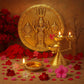 Pure Source India Pure Brass 3 Mukhi Flower Design Diya, 8 x 4.75 Inch | Traditional Brass Oil Lamp for Mandir, Pooja Room, Home Temple, Aarti, Diwali & Festivals
