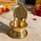Pure Source India Brass Lakshmi Diya with Deepam Stand, 9.4 cm | Traditional Handmade Oil Lamp for Pooja, Home Temple, Diwali, Navratri, Festivals, Spiritual Décor & Gifting