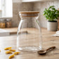 Pure Source India 1000ml 6Inch Borosilicate Glass Bamboo Airtight Lid Jar For Kitchen Storage Flour, Sugar, Cookie & Dry Fruits(Clear)