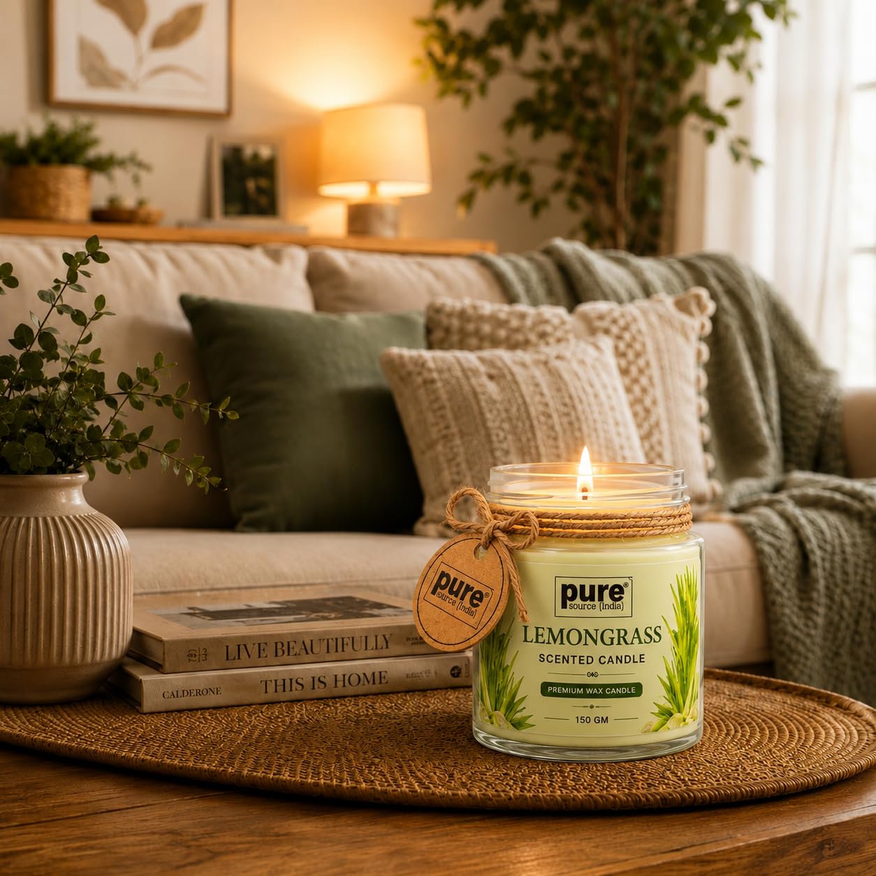 Pure Source India Luxury Festive Gift Box Hamper with Lemongrass Scented Candles & Green Potpourri| Premium Gift Set