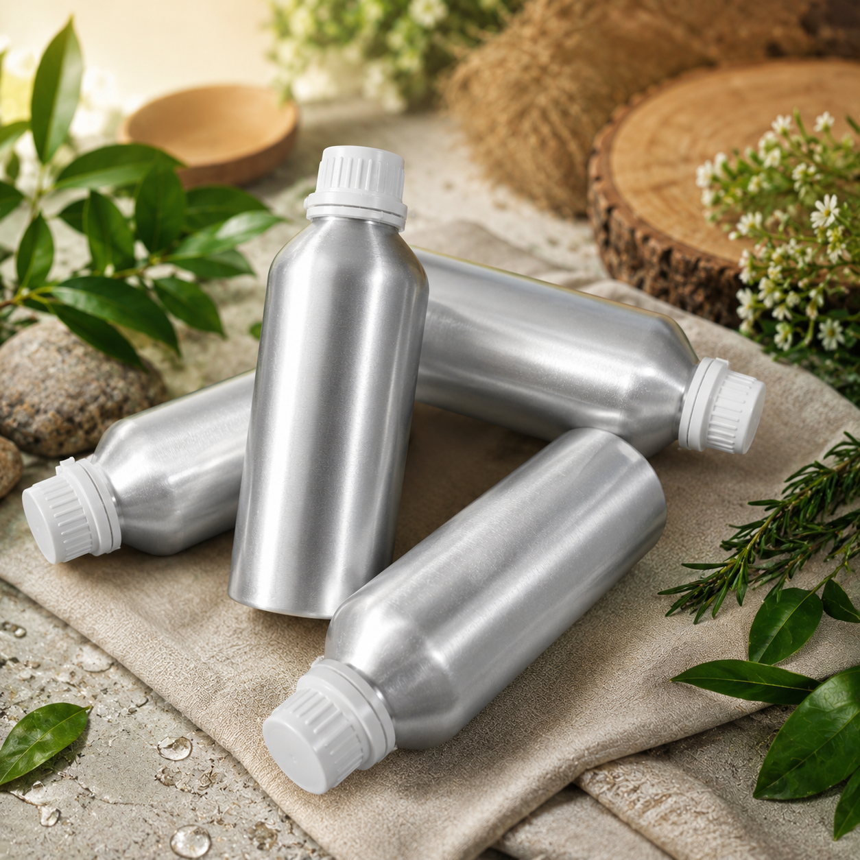 Pure Source India Aluminum Empty Bottle 1000ml with Inner Lid & Cap – Ideal for Essential Oils, Oil Blends, Cosmetics and Liquid Storage