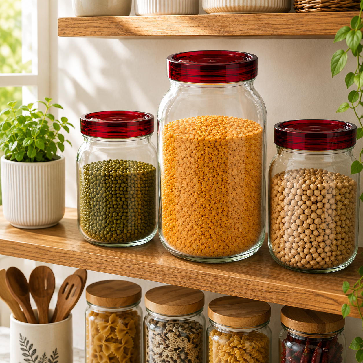 Pure Source India 2.5Ltr Glass Jars and Containers with Plastic air Tight Lid, Wide-Mouth Glass Jars and Container