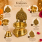 Pure Source India 14 cm Brass Ganesh Diya for Pooja | Traditional Decorative Oil Lamp with Auspicious Ganesh Backplate | Brass Deepam for Temple, Home Mandir, Diwali & Festivals