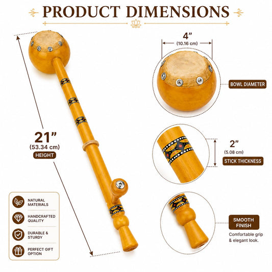 Pure Source India Wooden Ektara Musical Instrument | Traditional One String Folk Instrument for Beginners | Ideal for Bhajan, Kirtan, Meditation, Folk Music, Stage Performance & Home Decor | Light Brown