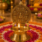 Pure Source India 14 cm Brass Ganesh Diya for Pooja | Traditional Decorative Oil Lamp with Auspicious Ganesh Backplate | Brass Deepam for Temple, Home Mandir, Diwali & Festivals