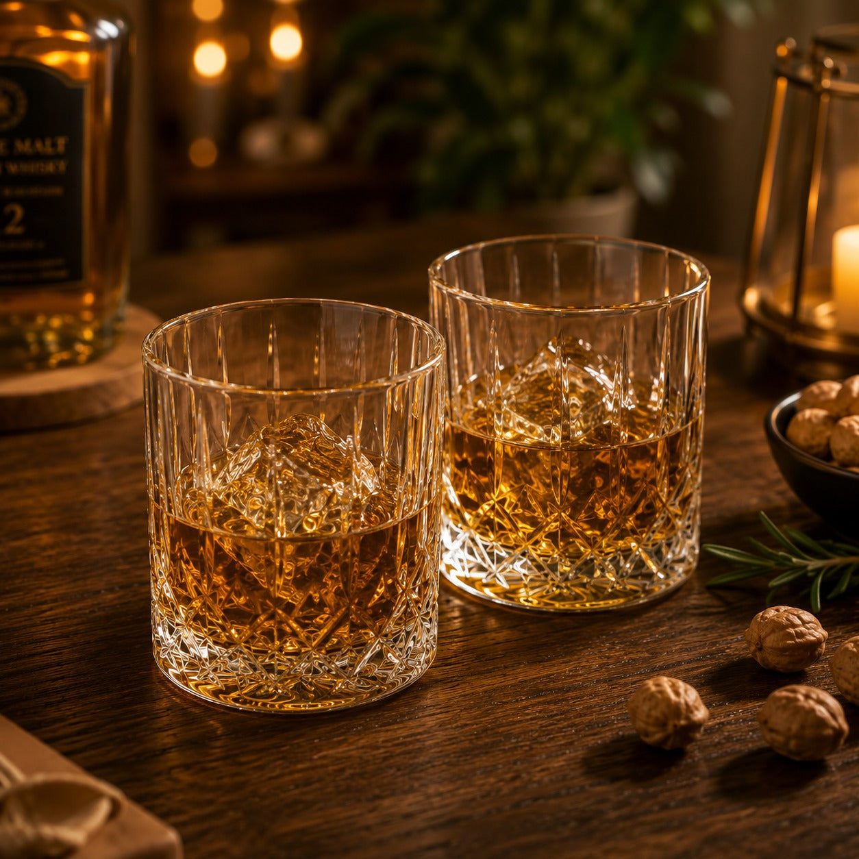 Pure Source India Whisky Glass Set of 2, 300 ML Clear Drinking Glasses, Elegant Whiskey Glasses for Home Bar, Cocktails, Parties, Restaurants & Gifting