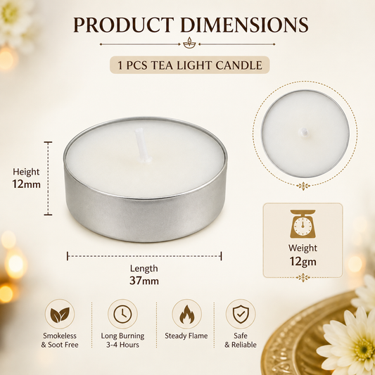 Pure Source India Scented Jasmine Tea Light Candles, Pack of 25 | Fragrance Tealight Candles for Home Decor, Pooja, Meditation, Diwali, Parties, Spa & Aromatherapy | Decorative Long-Lasting Candles