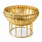 Pure Source India Metal Urli Bowl with Stand, Gold Finish, 6.8 Inch | Decorative Pedestal Bowl for Home Decor, Floating Flowers, Diya, Pooja, Diwali, Festivals & Center Table