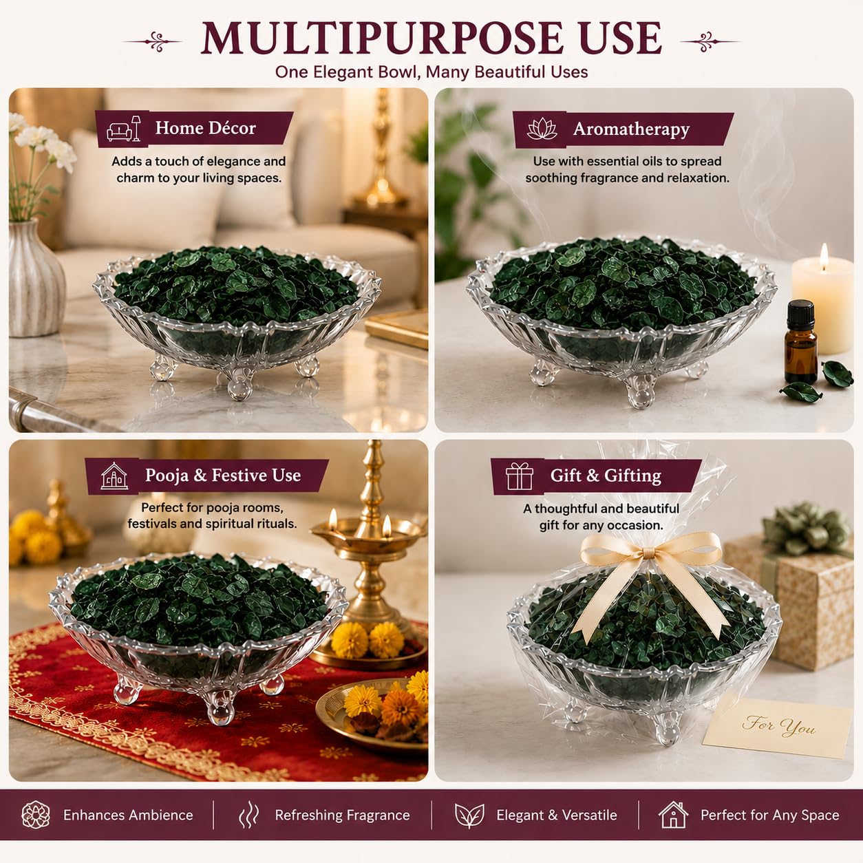 Pure Source India Luxury Festive Gift Box Hamper with Lemongrass Scented Candles & Green Potpourri| Premium Gift Set