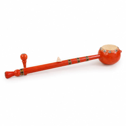 Pure Source India Wooden Ektara Musical Instrument | Traditional One String Folk Instrument for Beginners | Ideal for Bhajan, Kirtan, Meditation, Folk Music, Stage Performance & Home Decor | Red