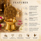 Pure Source India 14 cm Brass Ganesh Diya for Pooja | Traditional Decorative Oil Lamp with Auspicious Ganesh Backplate | Brass Deepam for Temple, Home Mandir, Diwali & Festivals