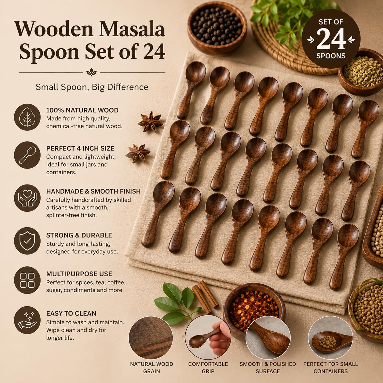 Pure Source India Wooden Spoon 4 Inch