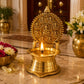 Pure Source India 14 cm Brass Ganesh Diya for Pooja | Traditional Decorative Oil Lamp with Auspicious Ganesh Backplate | Brass Deepam for Temple, Home Mandir, Diwali & Festivals