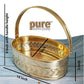 Pure Source India Brass Traditional Oval Shaped Pooja Basket Dalia, Golden Brass Pooja Basket | Decorative Puja Thali Accessory for Mandir, Aarti, Festivals, Wedding & Religious Ceremonies