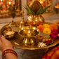 Pure Source India Brass Diya Oil Lamp for Pooja, 4.5 Inch | Traditional Indian Deepam with Decorative Handles | Brass Temple Lamp for Home, Diwali, Festivals & Spiritual Decor