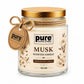 Pure Source India Premium Musk Scented Wax Candle, 150 g | Woody Fragrance | 35–40 Hours Burn Time | Smokeless & Long-Lasting Aromatherapy Candle for Home Decor, Meditation, Diwali, Yoga & Gifting