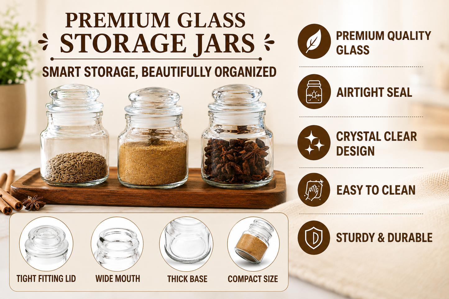 Pure Source India 60ML Spice Jar, Glass Container