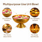 Pure Source India Decorative Metal Urli Bowl with Pedestal Stand, Matte Gold Finish, 8.5 Inch | Round Center Table Bowl for Floating Flowers, Diya, Home Decor, Pooja & Festivals