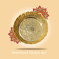 Pure Source India Pure Brass Small Pooja Plate 4.25 Inch with Flower Embossed Design | Traditional Bhog Plate for Puja, Aarti, Prasad, Mandir, Religious Rituals, Home Decor & Gifting