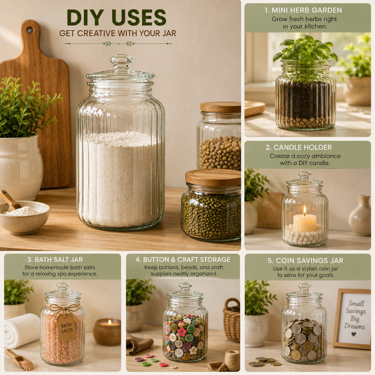 Pure Source India 3 Ltr Glass Jar Container With Air Tight Lid, Capacity