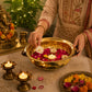 Pure Source India Brass Urli Bowl with Handles, 600 ml | Decorative Floating Flower Bowl for Home Decor, Diwali, Rangoli, Center Table, Wedding, Pooja & Festive Decoration